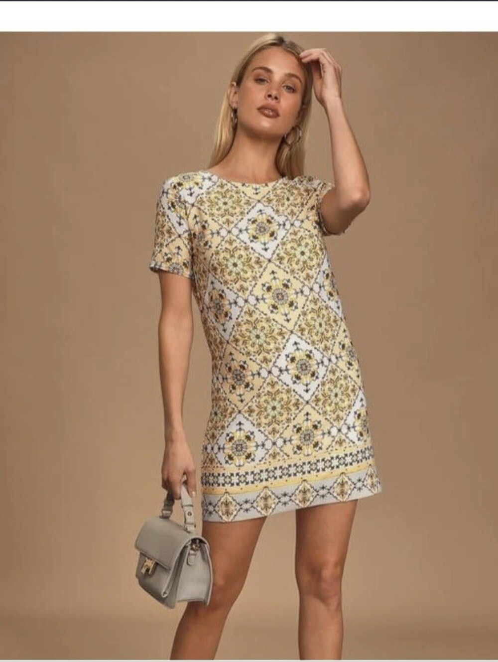 Yellow Print Shift Dtess
